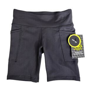 Athletic Works Girl's Active Bike Shorts Small 6-6X Black Soot Pockets